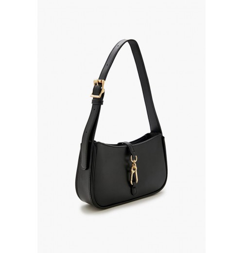Faux Leather Carabiner Shoulder Bag