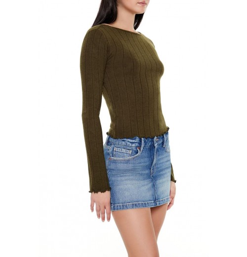 Ribbed Knit Plunge-Back Top Ribbed Knit Plunge-Back Top