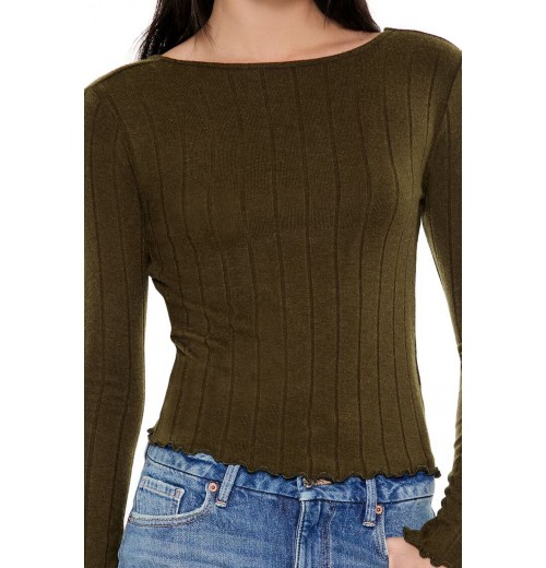 Ribbed Knit Plunge-Back Top Ribbed Knit Plunge-Back Top