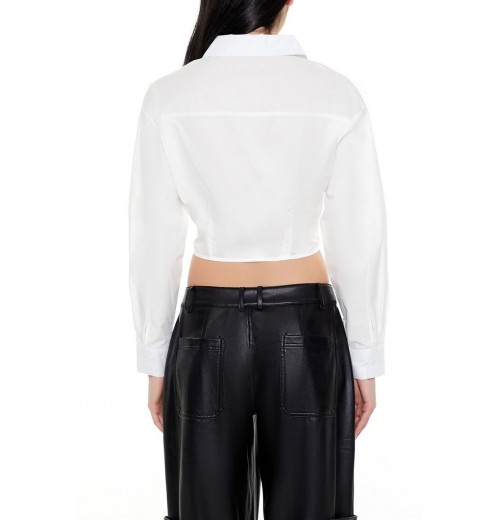 Cropped Lace-Up Shirt Cropped Lace-Up Shirt