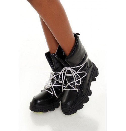 Glitter Lace-Up Booties Glitter Lace-Up Booties