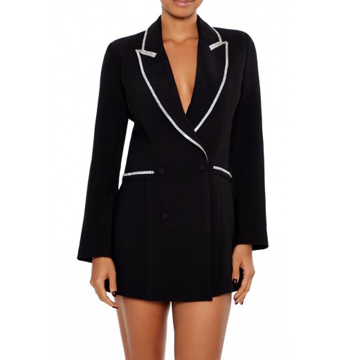 Rhinestone-Trim Blazer Dress Rhinestone-Trim Blazer Dress
