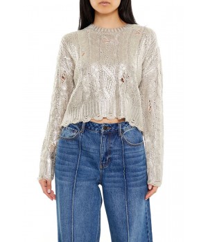 Metallic Cable Knit Sweater
