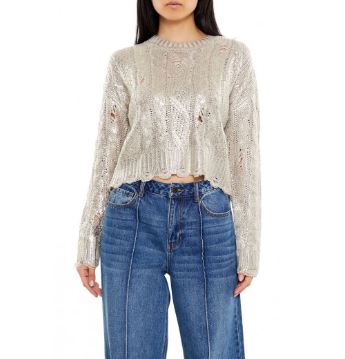 Metallic Cable Knit Sweater Metallic Cable Knit Sweater