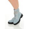 Denim Faux Gem Combat Boots Denim Faux Gem Combat Boots