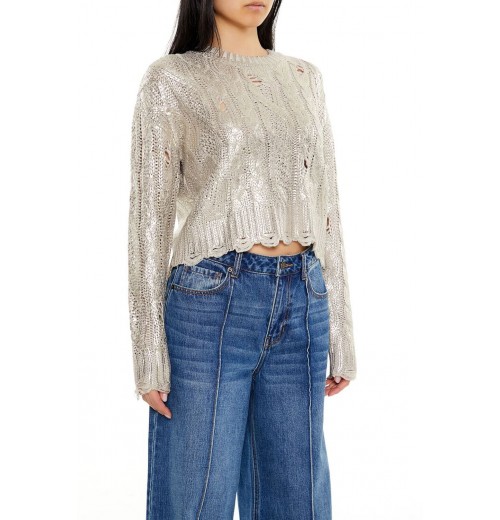 Metallic Cable Knit Sweater Metallic Cable Knit Sweater
