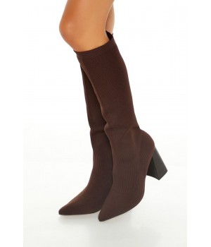 Knee-High Pointed-Toe Sock Boots
