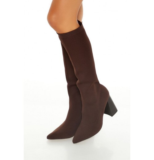 Knee-High Pointed-Toe Sock Boots Knee-High Pointed-Toe Sock Boots