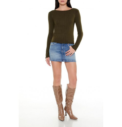 Ribbed Knit Plunge-Back Top Ribbed Knit Plunge-Back Top