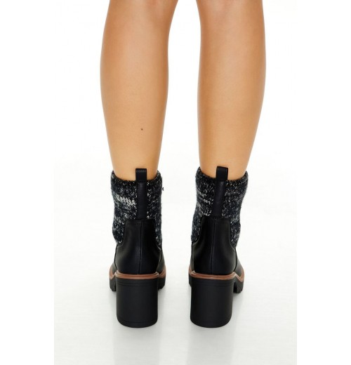 Faux Leather & Knit Booties Faux Leather & Knit Booties