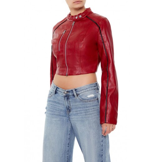 Two-Tone Cropped Moto Jacket Two-Tone Cropped Moto Jacket