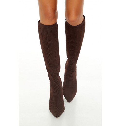 Knee-High Pointed-Toe Sock Boots Knee-High Pointed-Toe Sock Boots