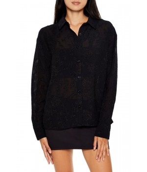 Lace-Trim Long-Sleeve Shirt