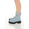 Denim Faux Gem Combat Boots Denim Faux Gem Combat Boots