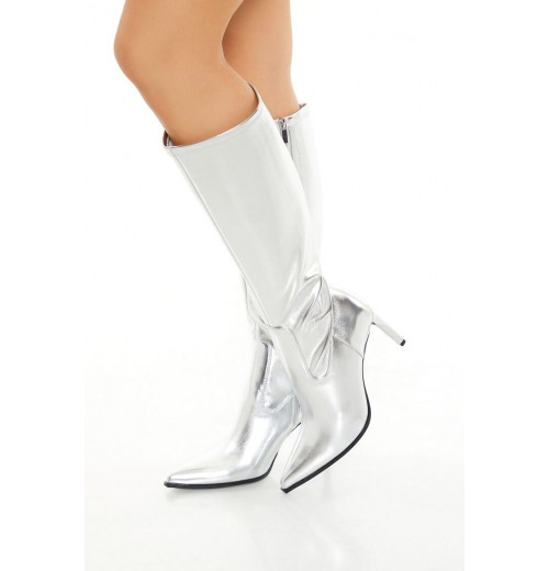 Metallic Knee-High Stiletto Heels Metallic Knee-High Stiletto Heels