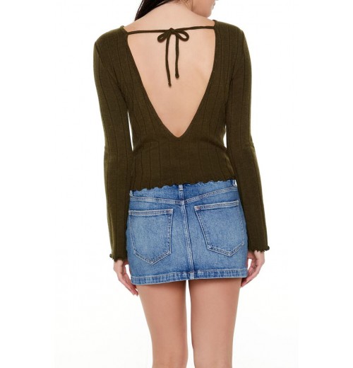 Ribbed Knit Plunge-Back Top Ribbed Knit Plunge-Back Top